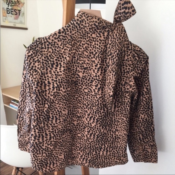 ULLA JOHNSON Cotton Leopard Tie Neck Blouse $395 8 - Picture 6 of 8